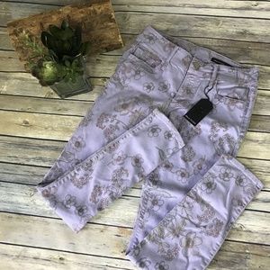 Black Orchid Womens Purple Floral Pants Skinny